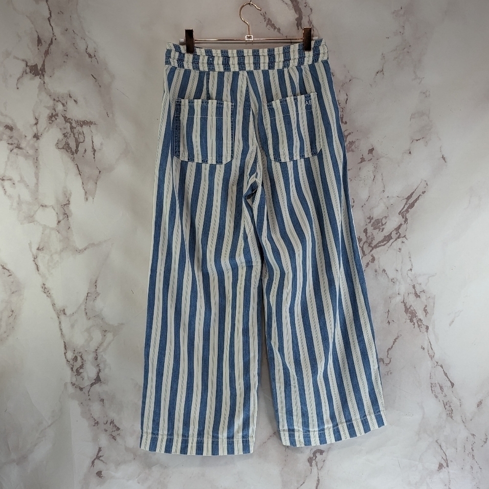 American Eagle Jeans Womens 0 X 24 Striped High Rise Crop Wide Leg White